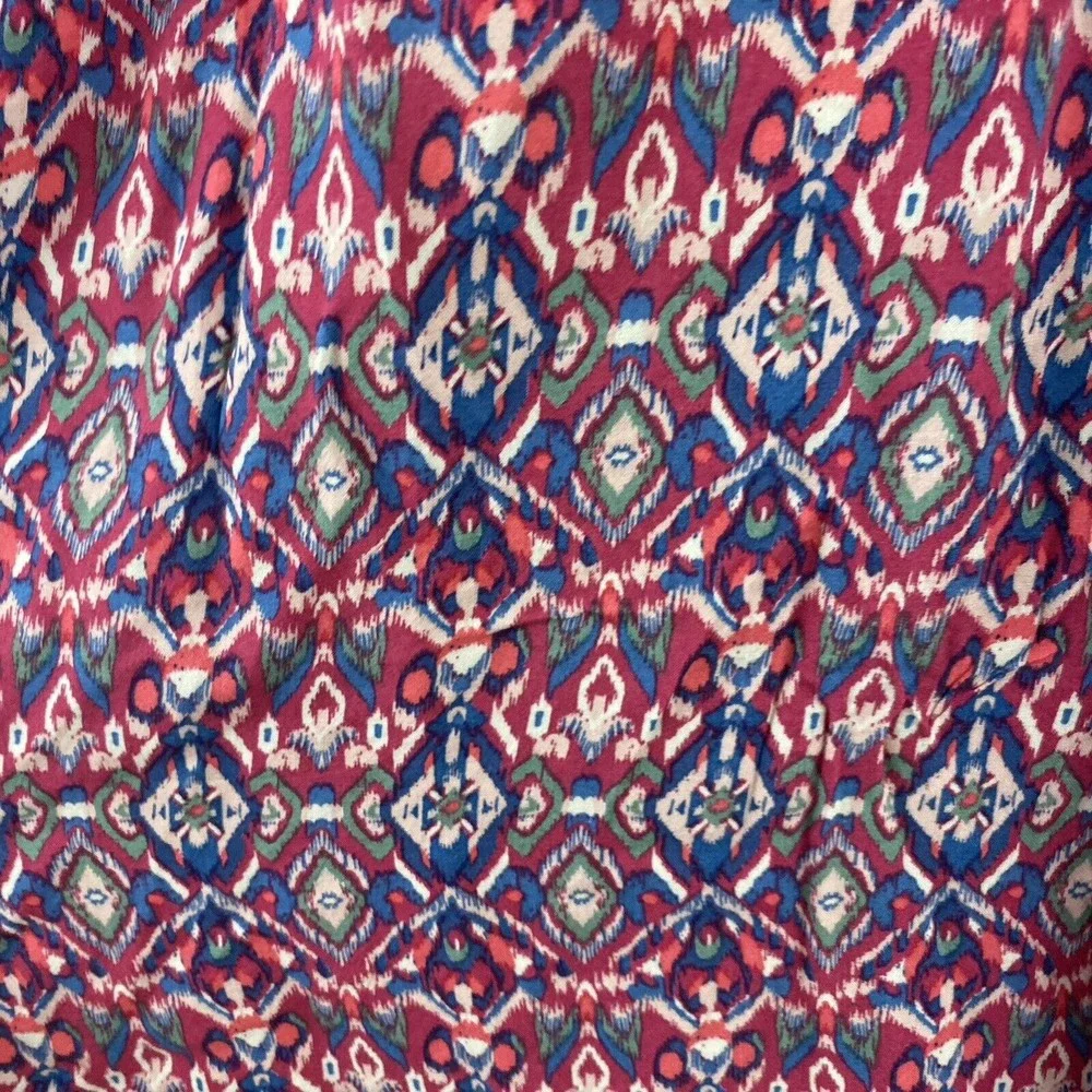Hollister Womens Midi Skirt S Pink Blue Boho Festival Handkerchief Skirt Tassels - Picture 5 of 10